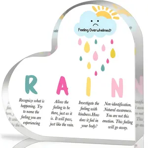 1 Piece Mindfulness Relaxation - Raindrop Sensory Anxiety Coping Strategy Chart, Heart-Shaped Raindrop Method Suitable for OCD, Panic Attacks, School Counselor Office, Therapist Resources, Calm Mental Health Decoration