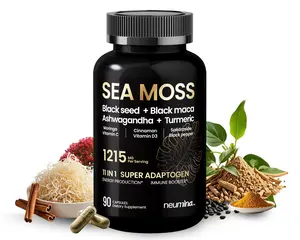 Neumina Sea Moss 1215mg Super Adaptogen Capsules 90 Count High Potency Pure Made in The USA Vegan Powerhouse with Black Seed Maca Ashwagandha & Turmeric Energy Stress Immune Boost