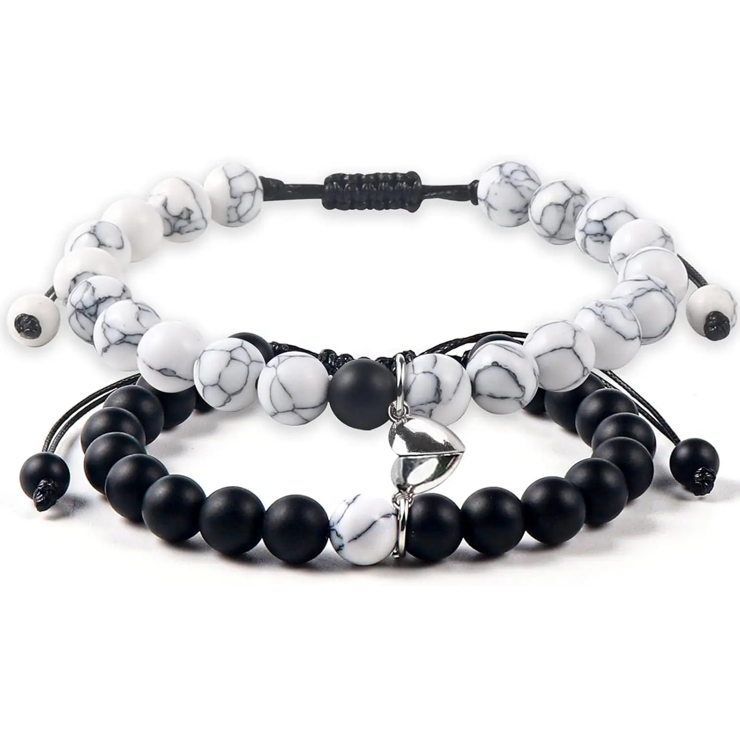 2 count  Couples Bracelets Matching Bracelets Adjustable Connecting Bracelets, Double Rope  Couple Valentines Day Gifts Friendship Beads Bracelet