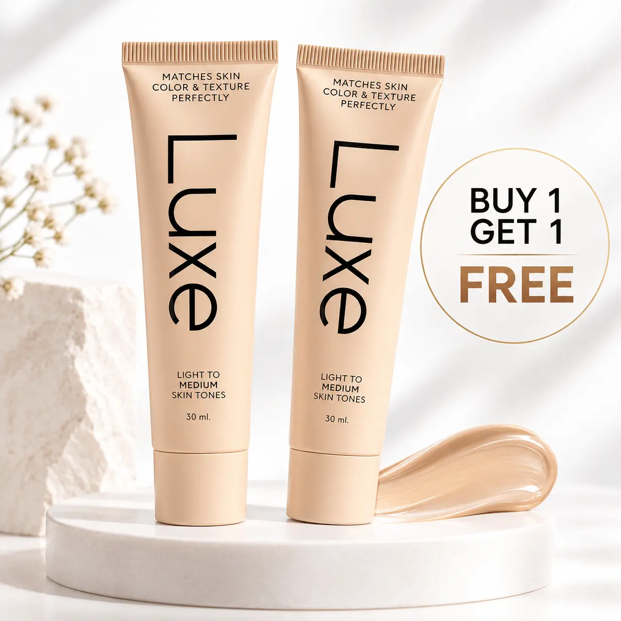 Buy 1 Get 1 Free Luxe Color Changing Liquid Makeup Foundation & Concealer - 30ml, Lightweight, 12-Hour Wear, Buildable Coverage, Matches Light to Medium Skin Tones' Color & Texture, Ideal for Natural Look, Cosmetic tone color-changing,sohochic