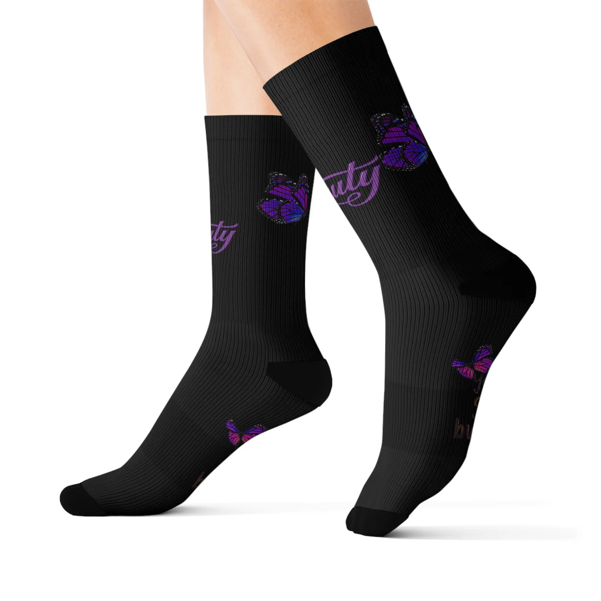 Purple Butterflies socks | Sublimation Socks