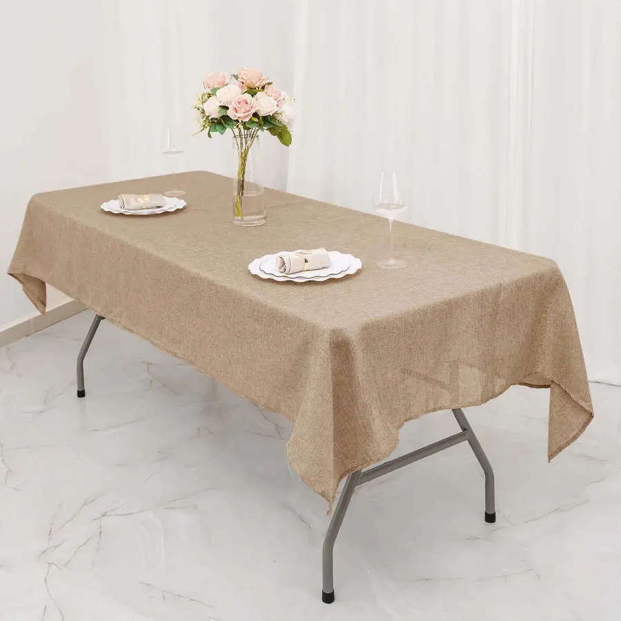 Rustic Event Table Linen Faux Burlap Table Cloth for Elegant Table Settings