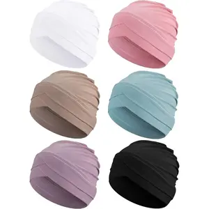 6 Pack Women Cancer Headwear Cancer Sleep Cap Double Crossed Elastic Headscarf Cap Fashion Accessories Christine Turban Headwear Collection breathable polyester