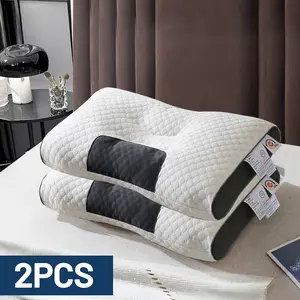 Buy 1 Get 1 Free, Total of 2 PCS Soft Knitted Massage Neck Pillow -  Adjustable Ergonomic Orthopedic Contour Support, High Quality Pillow Core & Removable Cover-Machine Washable, and Perfect for Side or Back Sleepers