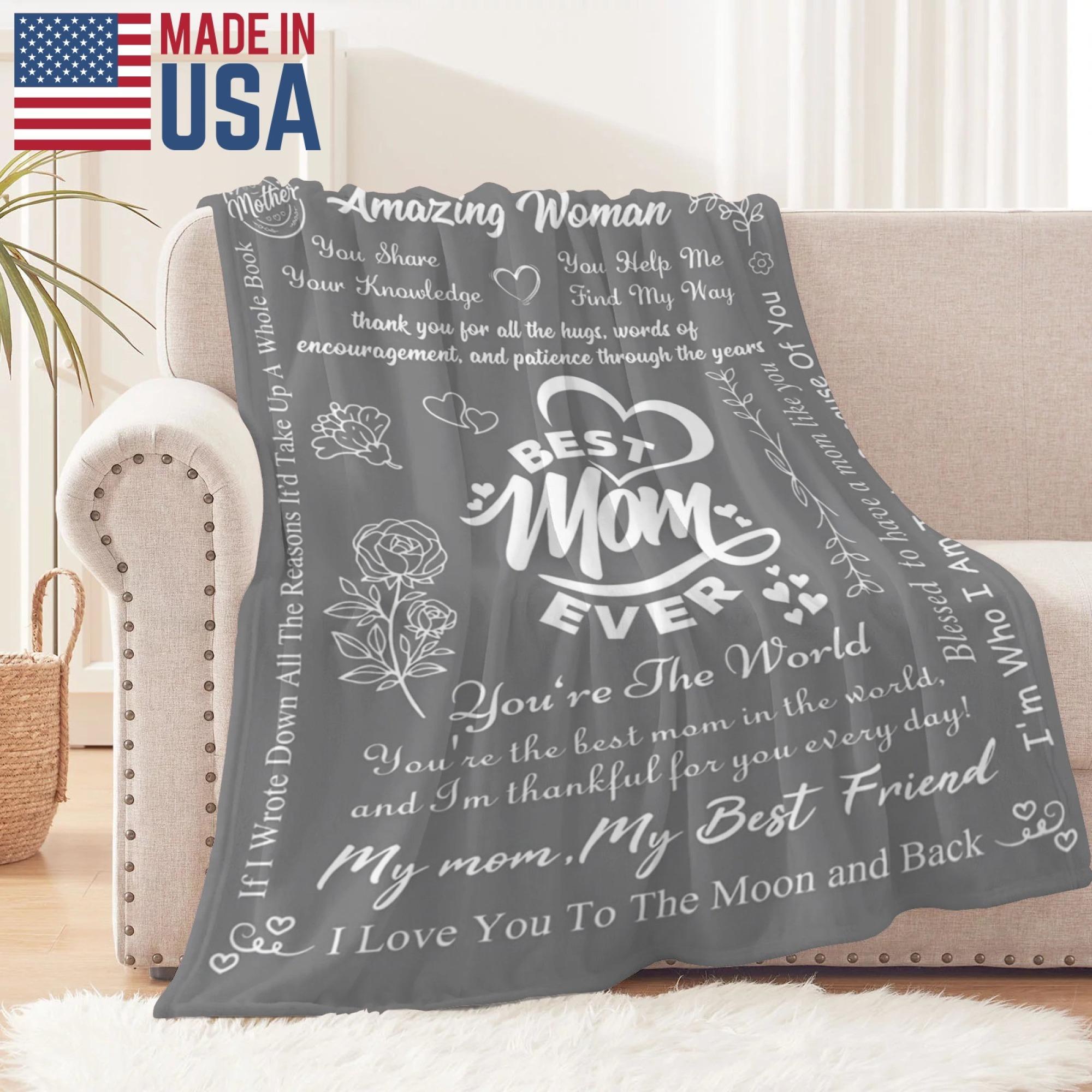 Gifts for Mom Mothers Day, Mom Birthday Gifts Blanket, Moms Gift for Women from Daughter Son, We Love You Present for Mother Mommy Christmas 60" x 50", Grey cooling