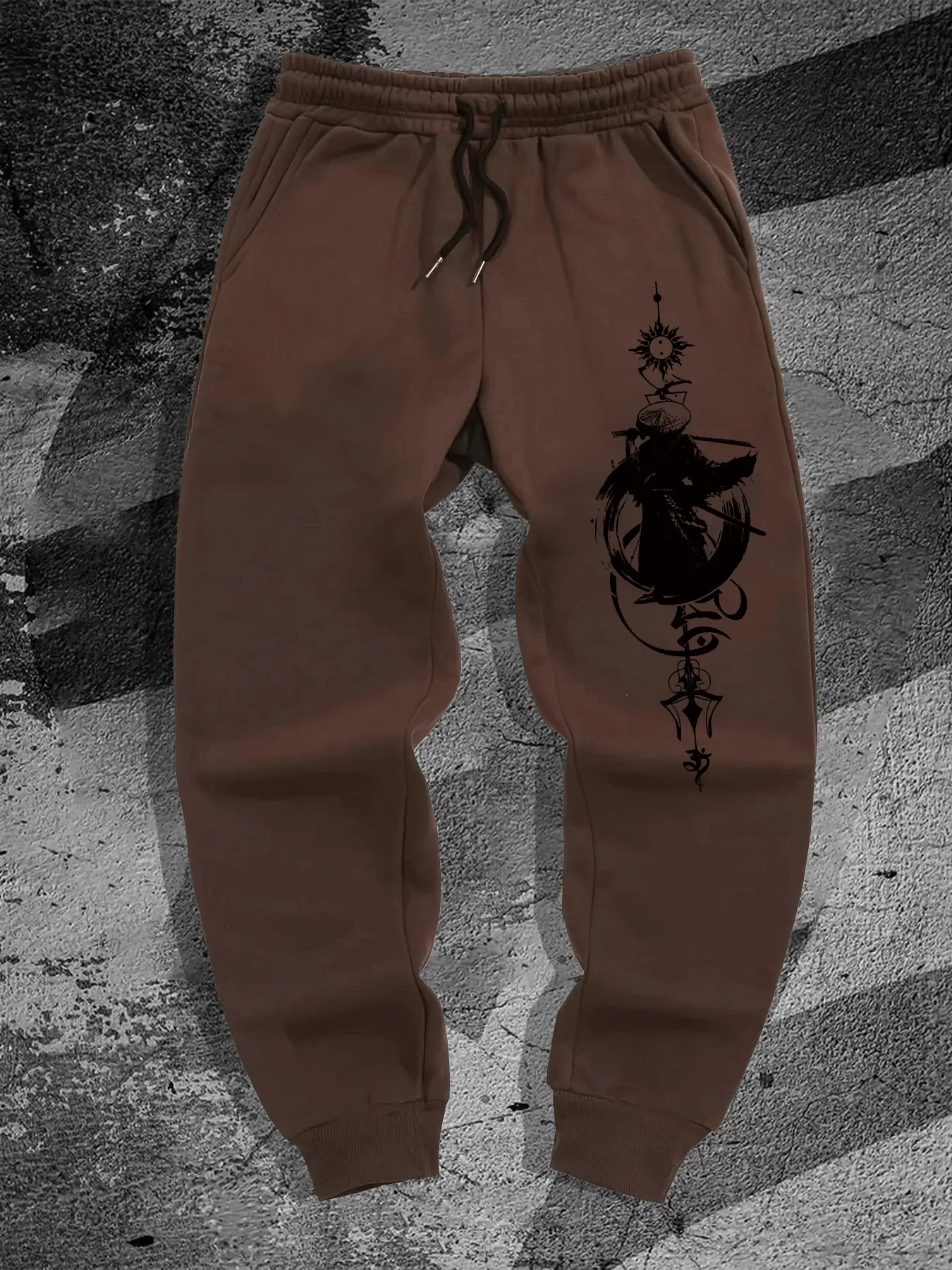 Tokyo Samurai Print Men's Casual Sports Joggers, Casual Sports Trousers, Fitted Moderate Fabric, Spring & Fall Campus Style, New Arrival