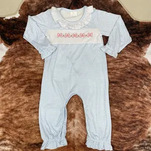 Coco Kids Clothing Baby Girl Newborn Grandmillennial Romper Ruffles Embroidery Winter Clothes