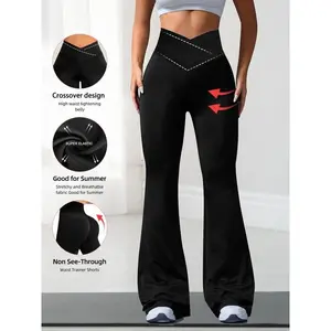 Women's High-Waisted Stretch Flare Pants, Ultra-Soft Cross Design, Butt-Lifting Yoga & Commuter Wear, Casual Daily Use, Athleisure Pants