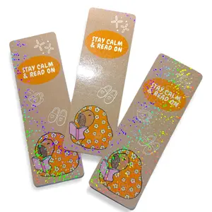Cute Capybara Bookmark Sparkly Dot Glitter Finish Stay Calm and Read On 2x6 Inches Adorable Capybara Design for Book Lovers