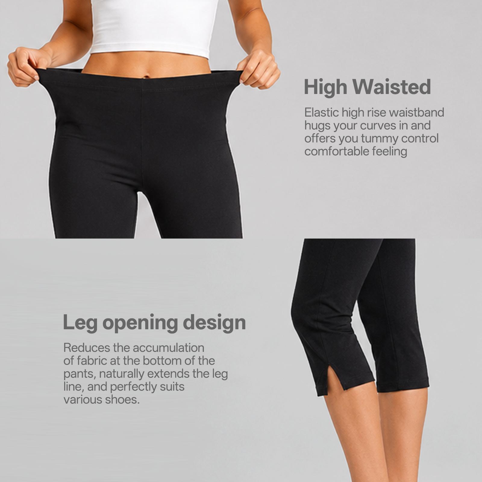 JOJOANS Women's Capri Pants Split Seven-Quarter Pants Elastic Slim Fit Casual Yoga Workout Activewear Cropped Pants For Daily Outdoor