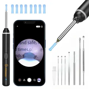 Vitcoco Earwax Cleaning Tool with Camera, Equipped with 6 LED Lights, 3mm Lens Diameter, and 7 Replaceable Silicone Ear Spoons, Compatible with iPhone, iPad, and Android Systems, Christmas Gift