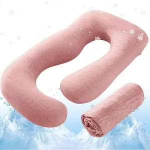 Cooling Pregnancy Pillow Cover, 57-inch U Pregnancy Pillow Case, Fits 55 to 57 Inch Maternity Pillow, Blush (No Pillow Insert)