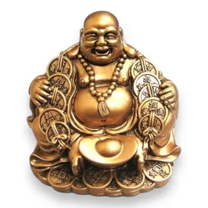 Buddha with Children 4" Inch and Buddha with Chinese Coins 4" Inch Religious Decor Figurine Ornaments