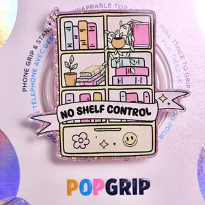 No Shelf Control Kindle Grip: Glittery Resin Book Lover Phone Grip