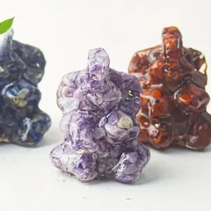 Natural Crystal Resin Elephant Statue, Handmade Crystal Craft, Office Desktop Ornament, Home Decor, Perfect Gift for Animal Lovers, Crystal Carving