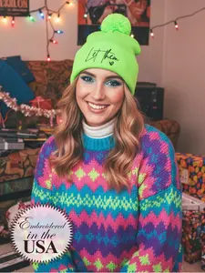 Let Them ~ Pom-Pom Beanie Stitched in the USA