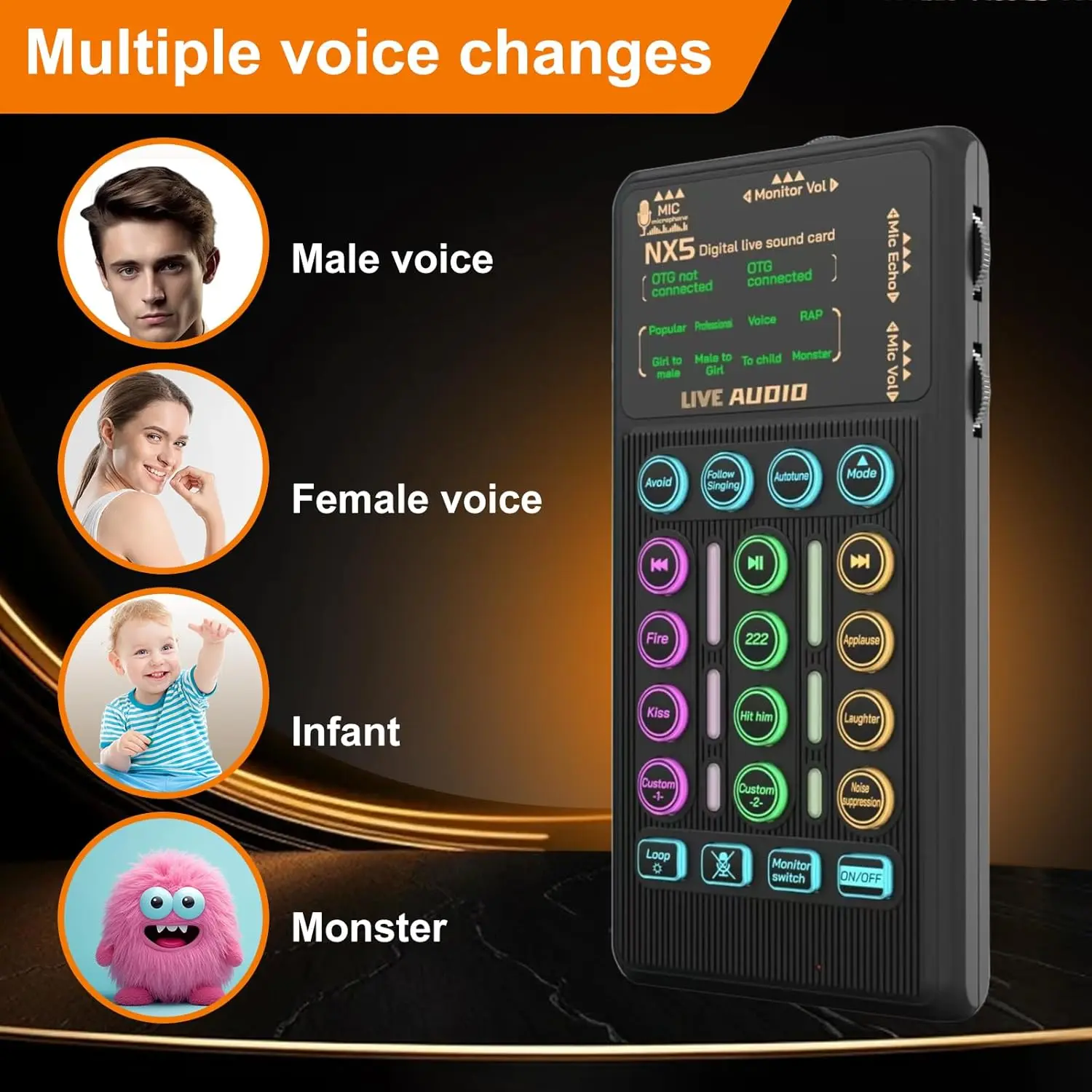 Small Live Mixer Portable Handheld Sound Card with Bluetooth 5.0