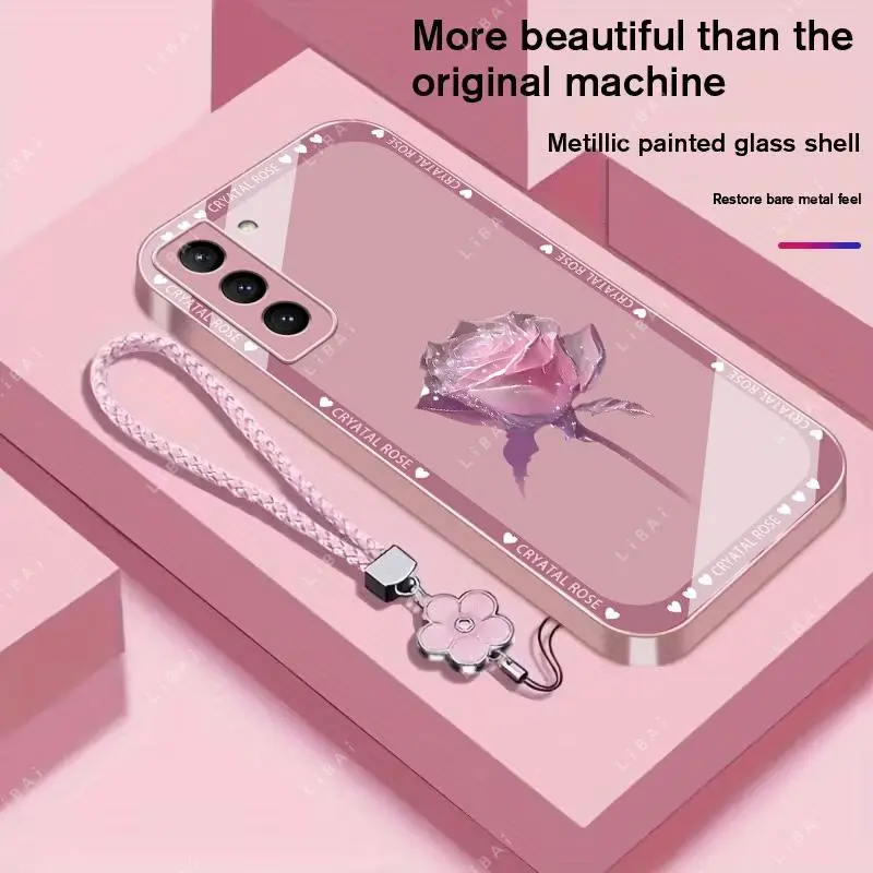 Suitable for [Galaxy S21 5g] Brand new premium phone case, Free four-leaf clover lanyard，drop-proof and fingerprint-resistant，simple and elegant design，multiple colors available YM99