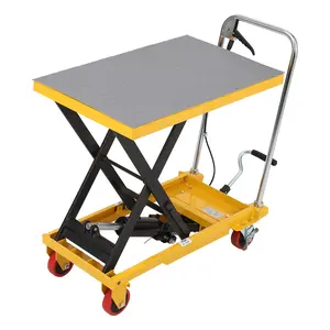 GARVEE Hydraulic Lift Table Cart 330lbs, Lift Table Capacity 28.4"Lifting Height, Manual Single Scissor with 4 Wheels and Non-Slip Pad Thickness 3mm for Material Handling and Transportation