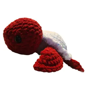 Sea Turtle Plushy - Red Crochet Design with White Shell, Soft Plush Texture, Ideal for Gifts and Collectibles