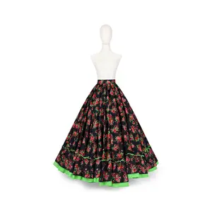 Kakentli Doble Vuelo Folklórico Practice Skirt- Doble Olán - Floral Collection