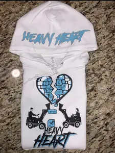 White Baby Blue Heavy Heart Hoodie