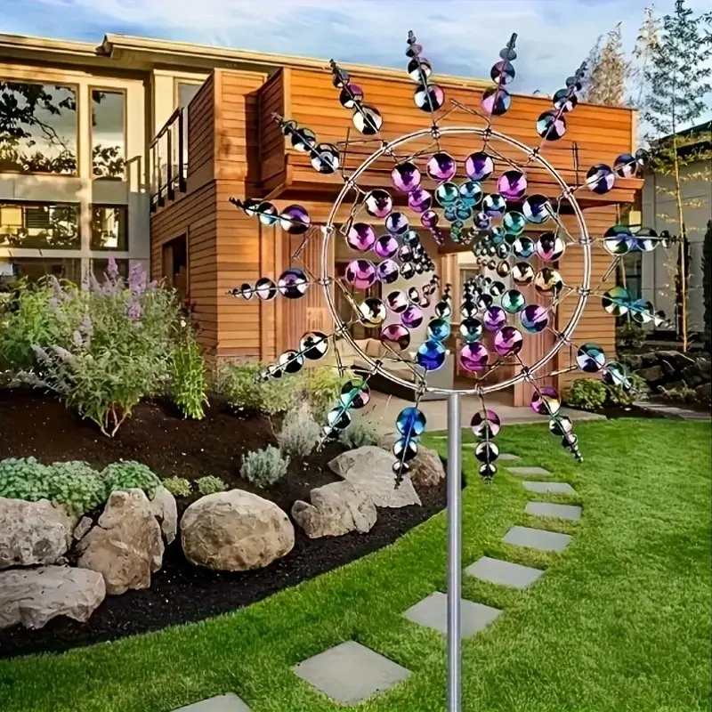Creative Metal Windmill Spinner, 360° Rotatable Iron Art Ornament, Outdoor Garden Yard Lawn Decor for Patio Backyard Landscaping