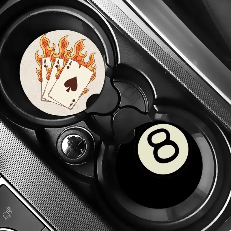 Burning Playing Cards Car Coaster Set