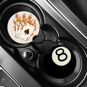 Burning Playing Cards Car Coaster Set