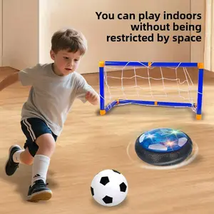 A musical, floating soccer ball with LED lights and a soft foam cushioning pad, perfect for children's training and indoor air soccer games. A great birthday gift for boys and girls aged 3-10.