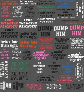 I'M NOT MEAN, I JUST DON'T CARE (1) TRUCKER HAT PREMADE GANGSHEET - 22X24 DTF TRANSFERS - DIRECT TO FILM