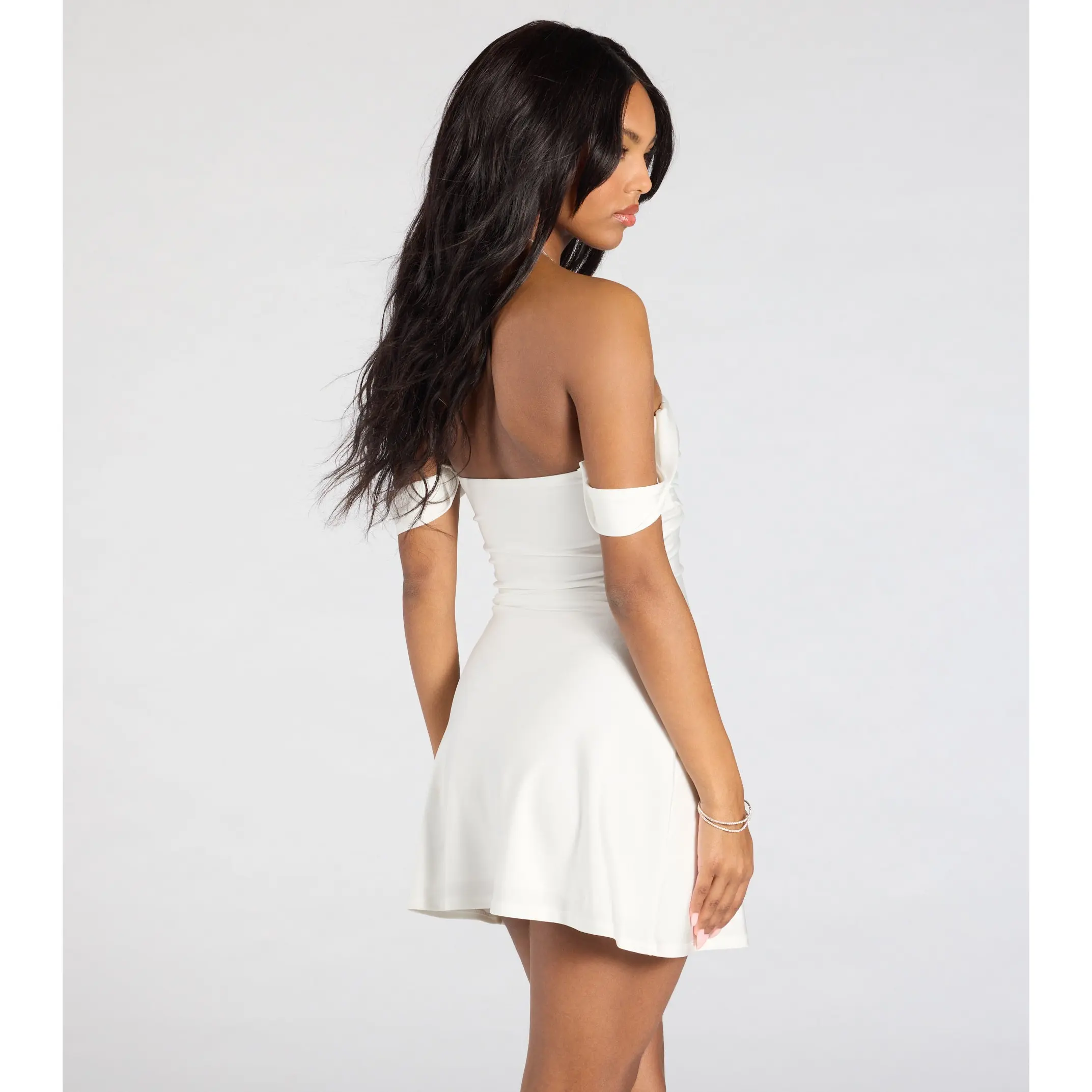 Classics Lover Off-The-Shoulder Satin A-Line Mini Dress - TikTok Shop Classics Lover Off-The-Shoulder Satin A-Line Mini Dress - TikTok Shop
