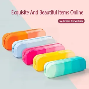 4pcs Pencil Case Pouches Silicone Waterproof Pen Bag For School Office Supplies Small  Organizer Pouch Bulk Colorful Rubber Women Aesthetic Travel Portable Makeup Storage Fashion Clothing Fabric Accessories Buddy