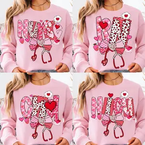 Nurse Valentine Bundle Sweatshirt, Valentine Stethoscope Bow Shirt, Pink Nurse Valentines Shirt, Cute Valentines Day Gift For Nurse