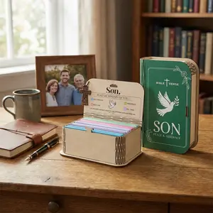 Handmade Wooden Bible Prayer Box with 150  Catholic Prayer Cards - bible Verses Wooden Box for Gifts, Scripture Memory Cards for Daily Emotion and Feeling