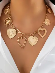 Heart Shaped Pendant Necklace for Women & Girls, Fashion Jewelry for Party, Daily Clothing Decor, Trendy All-match & Exquisite Jewelry for Birthday Gift, Heart Style Choker