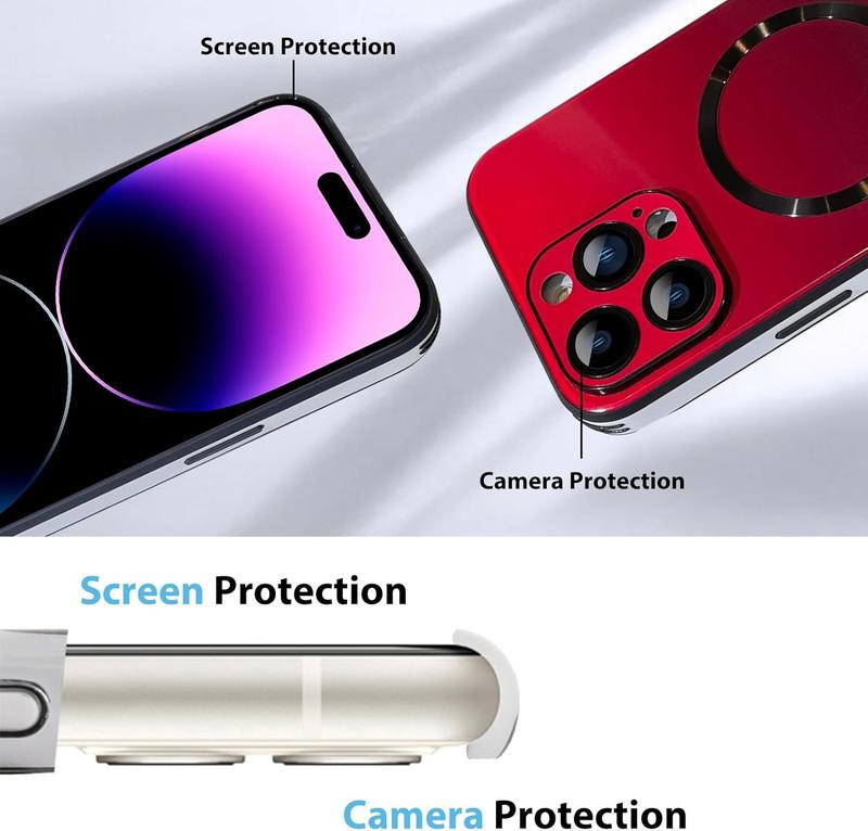 ROTUNOE Case for iPhone 16 Pro Max 15 14 13 12 11 Pro Max Case, Support for Magsafe, Magnetic Wireless Charger Case, Gradient Glass Back Cover with Full Camera Lens Protector Cover