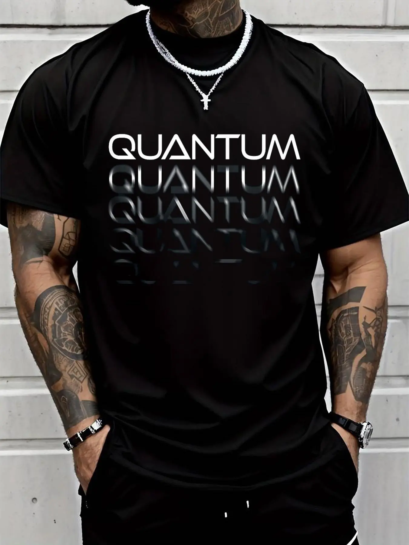 100% cotton Quantum Computing Quantum Physics Qubit Super Position Text T-Shirt Men Graphic T-Shirt Cotton Print short Sleeve Casual Top, Summer Tee Mens Tops