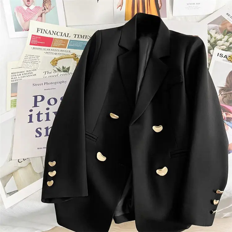 Women's Elegant Blazers Button Jacket for Formal Occasions Long Sleeve Solid Chic Fitted