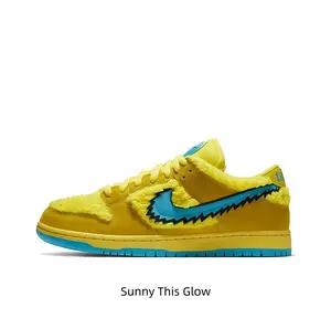 Fluffy Teddy Fleece Yellow Turquoise Skate Sneakers Durable Bright Blue Rubber Outsole Soft Plush Upper Eye-Catching Color Block Street Style Shoes
