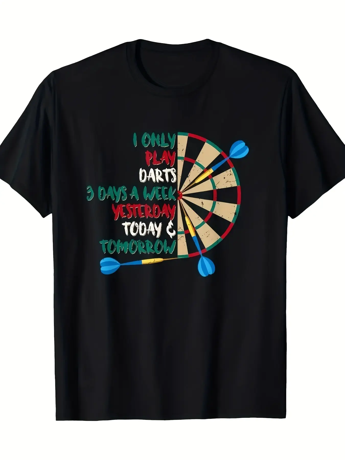 Men's Stylized Darts 180 Dart Board Shirt - Comfortable 220g Solid Shortsleeve Casual Top for Travel