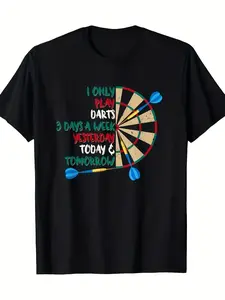 Men's Darts Player 180 Dart Board Dart Shirt Disc T-shirt -100 Cotton -220g, travel outfit, Black Friday, durable cotton feel, for adults, modern graphic feel, fade-resistant, Thanksgiving