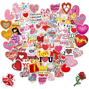 100PCS Valentine's Day Stickers, Non-Repeating Vinyl Waterproof Romantic Stickers for Laptops, Gifts, Water Bottles, Scooters, and Valentine's Day Wall, Window Decorations