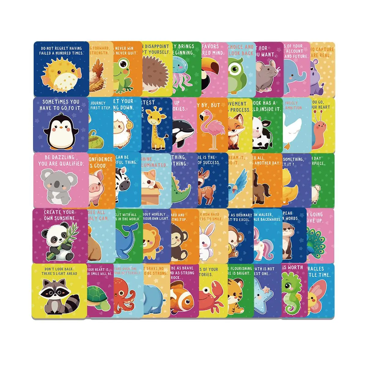 Cartoon Animal Pattern Sticker Sheets, 50pcs/set Adhesive Decorative Stickers, DIY Decals for Water Bottle, Laptop, Phone Case, Scrapbooking, Journal Making