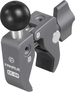 FANAUE Handlebar Base Mount Strong Rod Clamp with 1'' Ball for Rails 0.5" to 2.0" in Diameter, Compatible with RAM Mounts B Size Double Socket Arm & Bike Motorcycle Phone Mount Holder