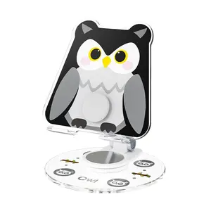 Cartoon Desktop Phone Holder, Adjustable Foldable, 360° Rotatable, Compatible with Smartphones & Tablets, Ideal for Travelers & Home Office