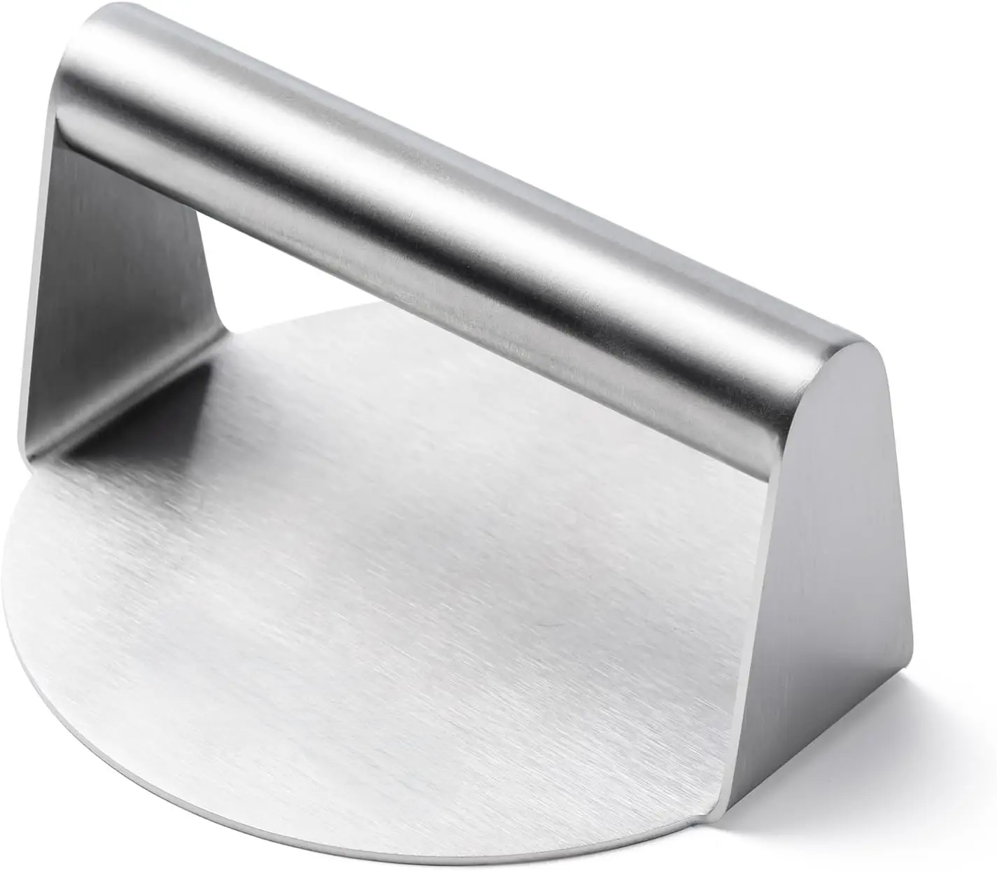 5.5 Inch Stainless Steel Burger Pres, Round Smasher, Non-Stick Grill Press | Hamburger Smasher Tool for Griddle, Flat Bottom Without Ridges, for Cooking Burgers, Bacon, Ground Beef, Meats, Sausage
