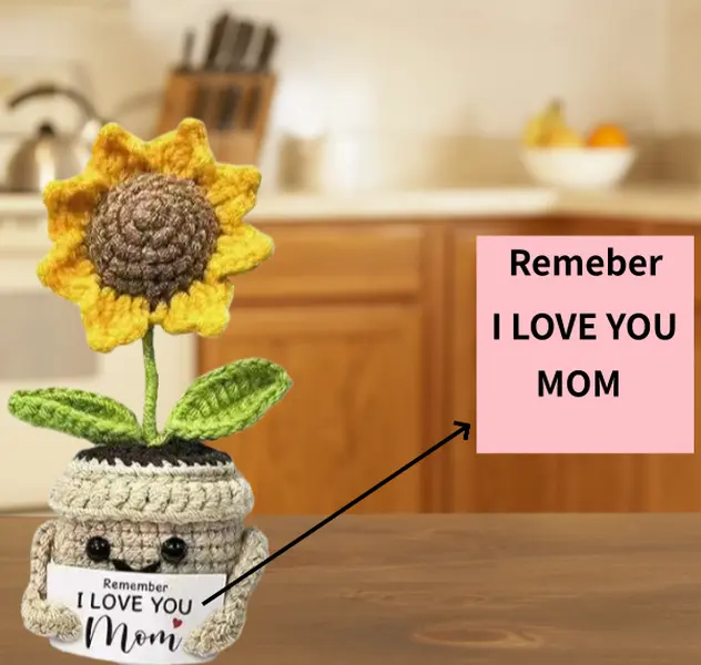 Handmade Amigurumi Crochet Sunflower Doll - Soft Stuffed Mini Plush Charm, Cute Stuffies, Home Decor Accent, Gift for Mom for Mother's Day Love Expression