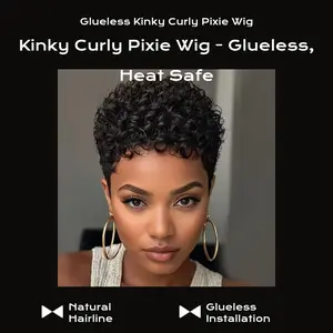 Kinky Curly Pixie Wig Short Natural Hairline Wig Glueless Wig for Women Heat Safe Wig Easy to Install Fashion Hairstyle Wig