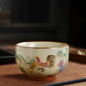 Ru Kiln Handmade Tea Cup Ceramic Boutique Porcelain Master Cup Guest Cup Enamel Color Changing Tea Set Personalized Gift